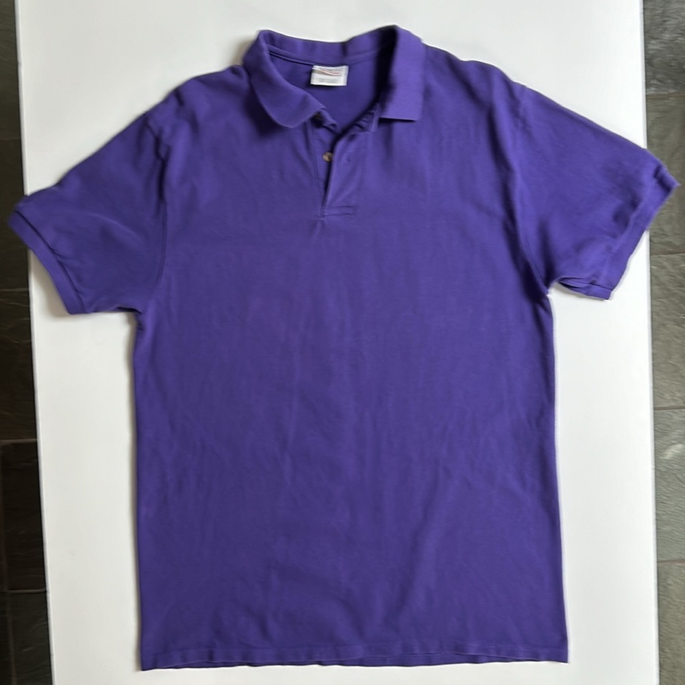 Purple 100% Cotton pique short sleeve polo shirt